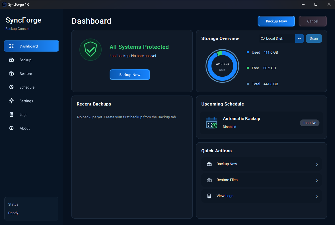 SyncForge dashboard screenshot